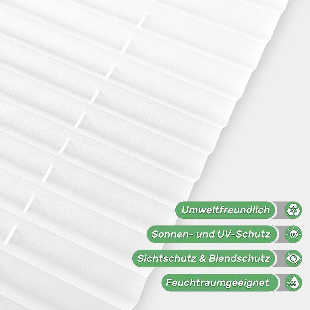 OUBO Plissee Klemmfix ohne Bohren Aluminium-Schienen, Weiss 35 x 180cm(BxH), lichtdurchlässig & Blic