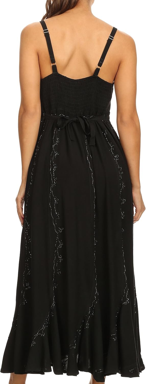 Sakkas Allie Stein gewaschen gestickte verstellbaren Spaghettiträgern Langes Kleid L-XL Grosse Gröss