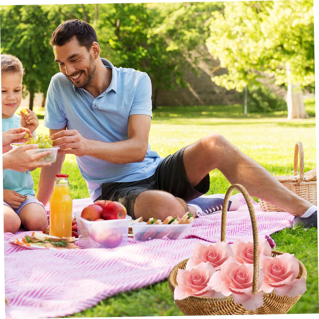 NIDONE Korbkorb rustikal gewebtes Stabiler verstärkter Picknickkorb mit ineinandergreifender Ernteko