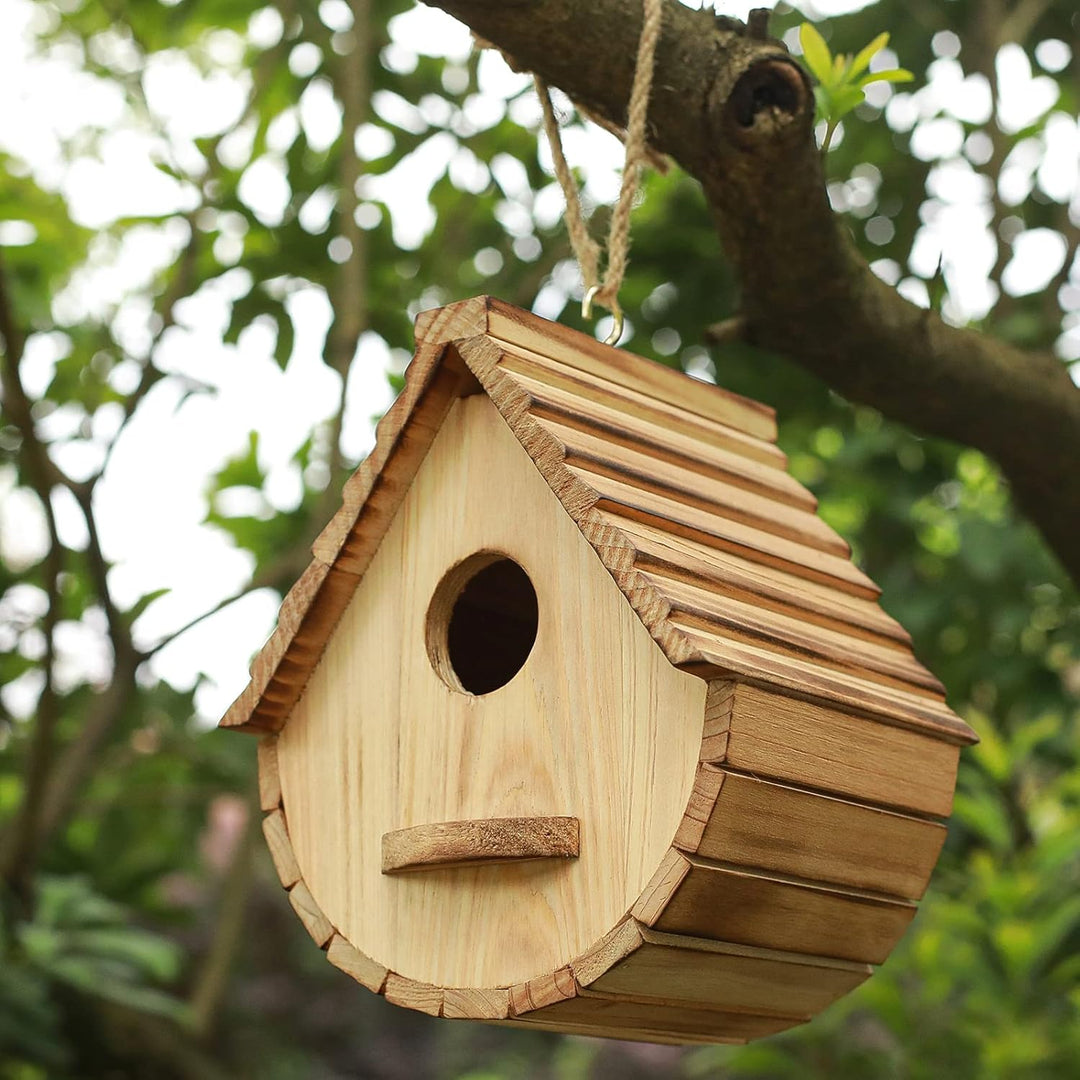 STARSWR Vogelhäuser zum Aufhängen im Freien, Holz Vogelhaus Nest, Naturholz Freiraum Vogelhütte Blue