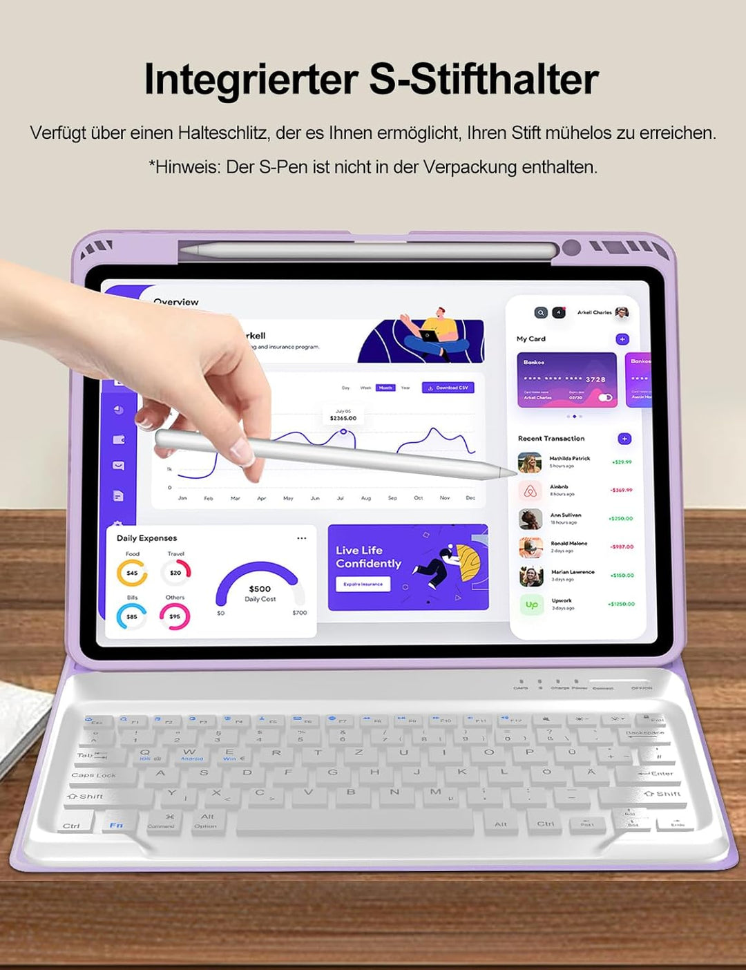 Tastatur Hülle für iPad Air 13 (M3/M2) 2025/2024, Deutsches QWERTZ, Magnetische Bluetooth Abnehmbar