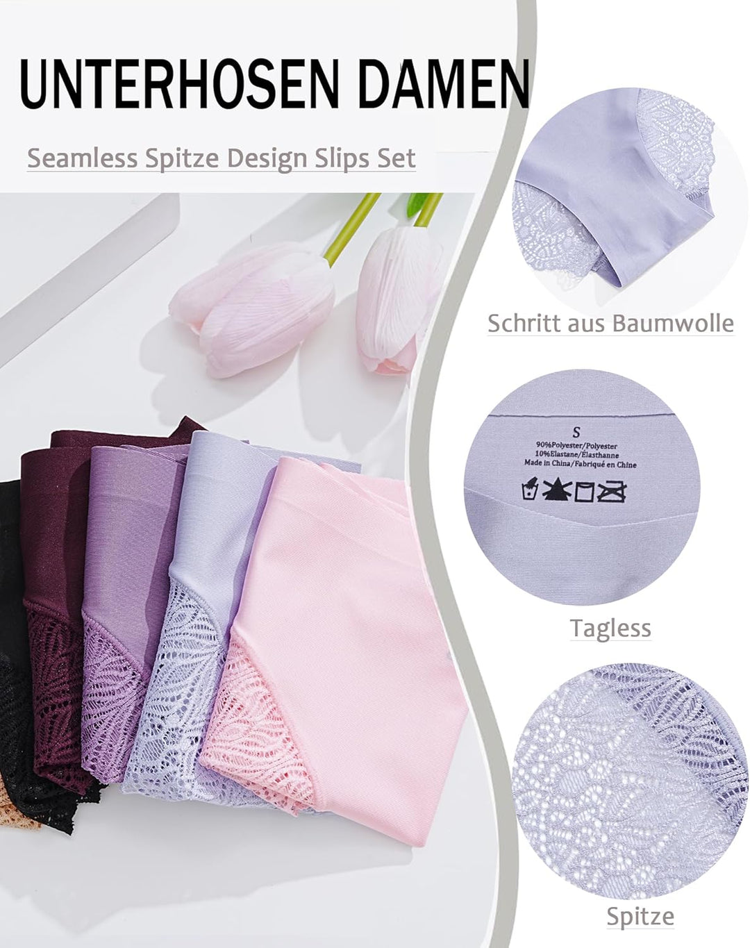 BeReady Nahtlose Unterwäsche Damen Sexy Set Unterhosen Damen Nahtlos Spitze Brazilian Slip Damen Hip