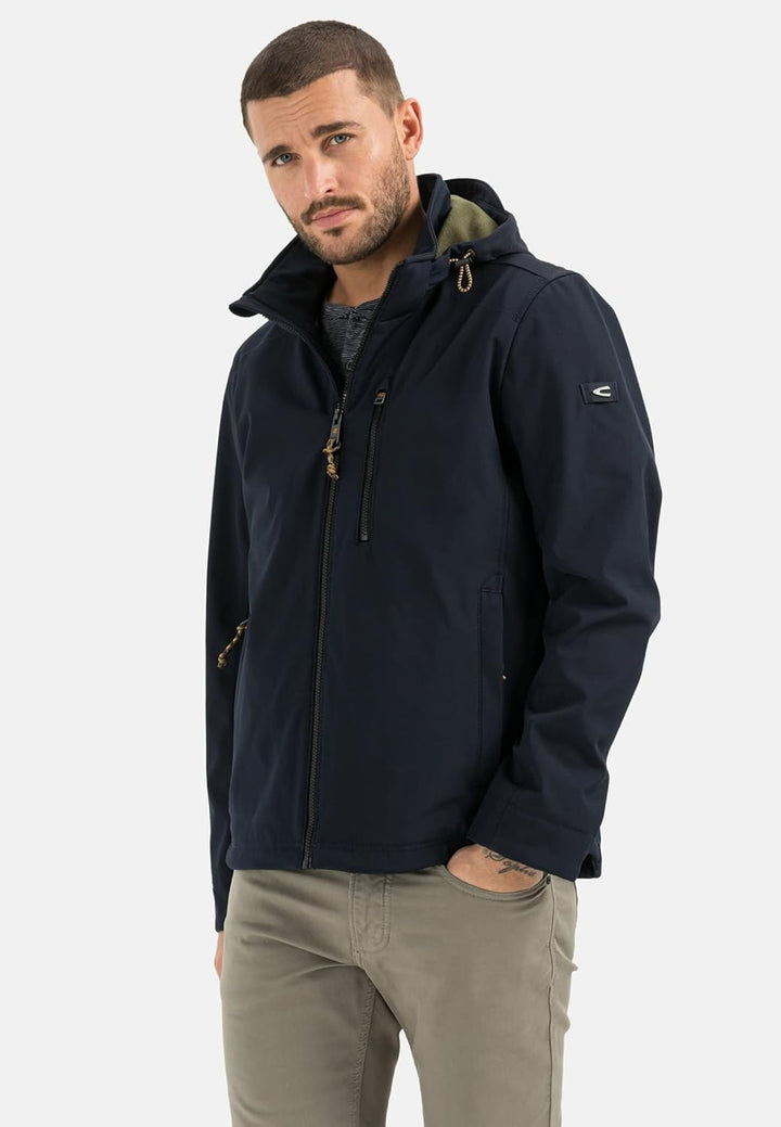 camel active Herren wind- und wasserabweisende Softshell-Jacke mit abnehmbarer Kapuze 25 Dunkelblau,