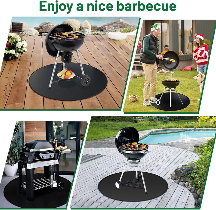 Feuerfeste Unterlage 91cm, Rund Grillmatte Bodenschutz, Feuerfeste Matte für den Innen- und Aussenbe