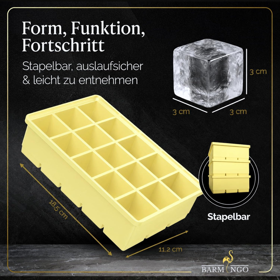 Silikon Eiswürfelform mit Deckel (3er Set) – BPA-freie Eiswürfelform gross/XXL | Grosse Eiswürfel Fo