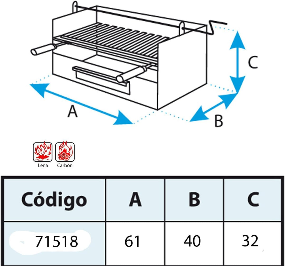 IMEX EL ZORRO Grillschublade mit Hebevorrichtung und Grillrost rostfrei, 61 x 40 x 33 cm, Schmiedegr