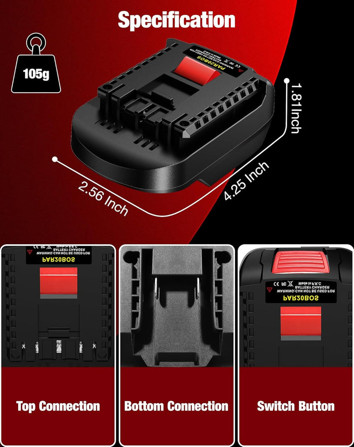 PAR20BOS Akkuadapter für Parkside auf Bosch GBA 18V Akku, Konverter für Parkside 20V XTeam-Akku auf
