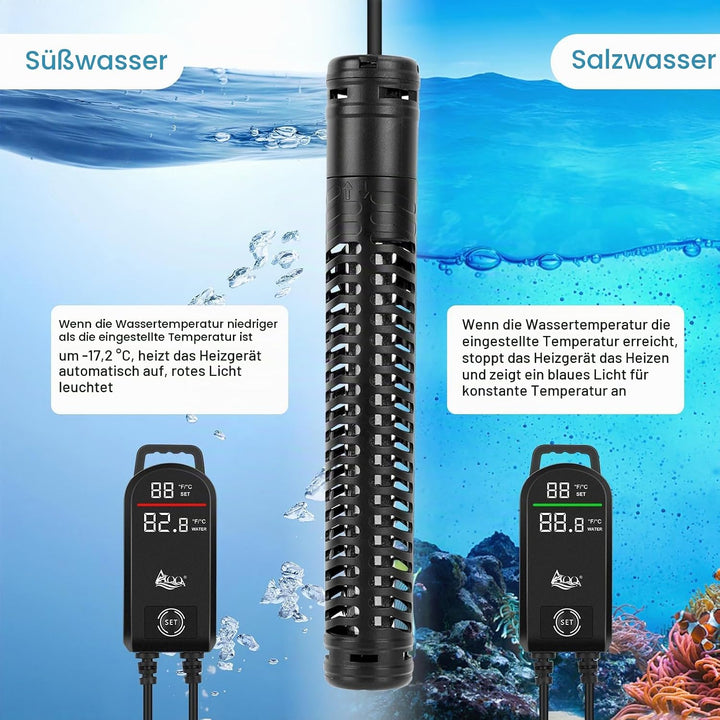 AQQA Aquarium Heizung, 300W/500W/800W/1000W/1200W Tauchheizung für Aquarien mit LED-Digitalanzeige &amp;