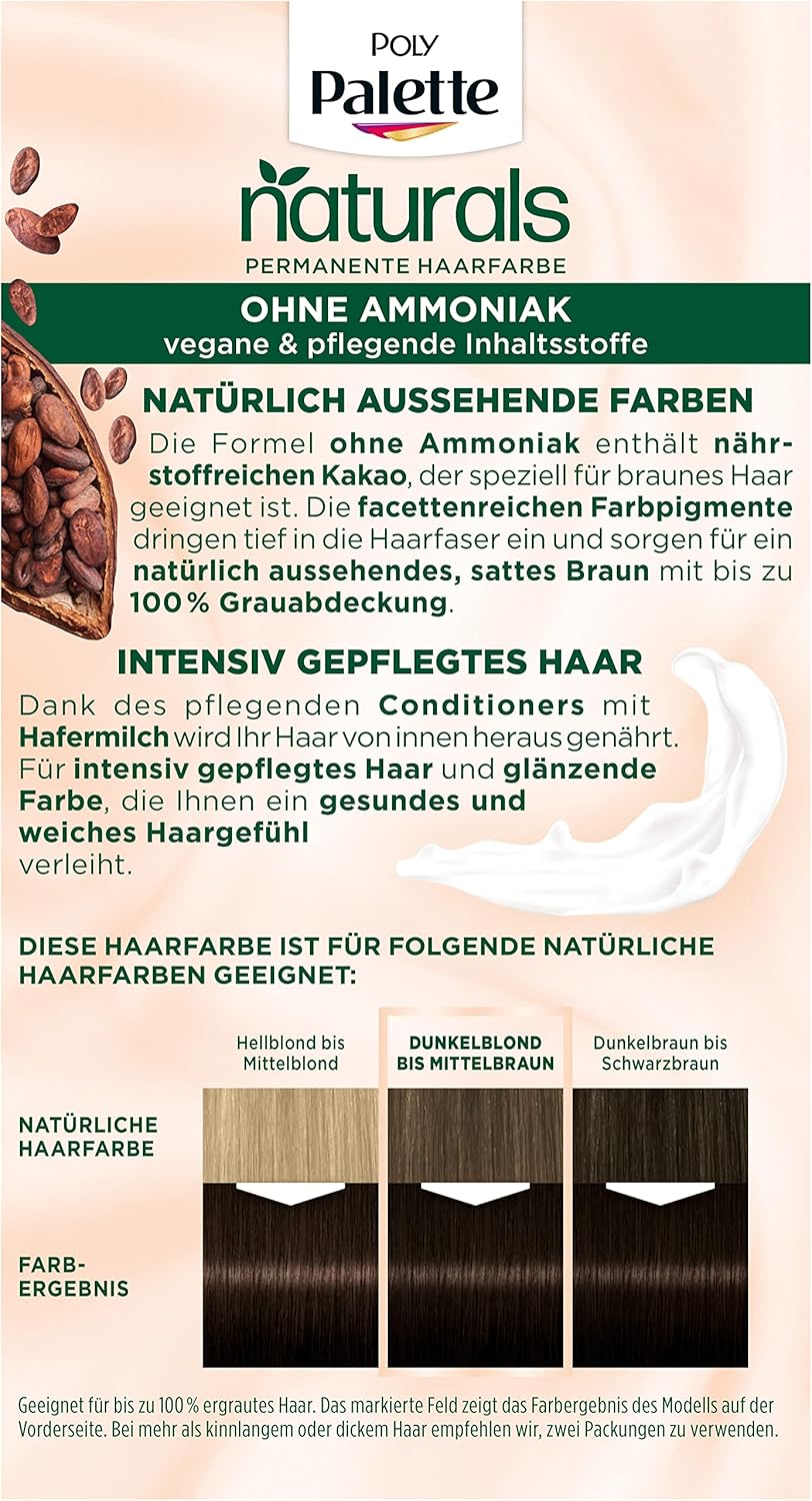 Palette Naturals Permanente Haarfarbe 3-0 Dunkelbraun (3 x 115 ml), pflegende Haarfarbe ohne Ammonia