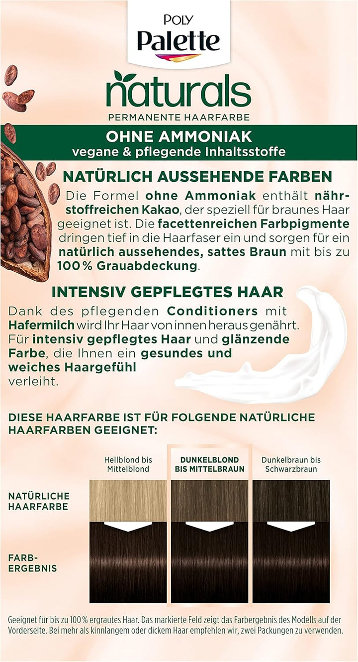 Palette Naturals Permanente Haarfarbe 3-0 Dunkelbraun (3 x 115 ml), pflegende Haarfarbe ohne Ammonia