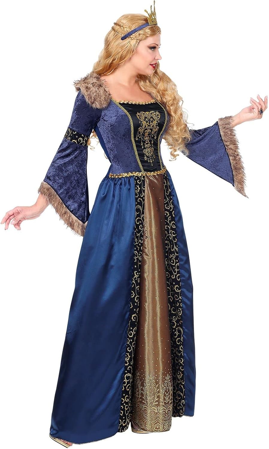 "MEDIEVAL QUEEN" (dress with crinoline underskirt, crown) - (L), L