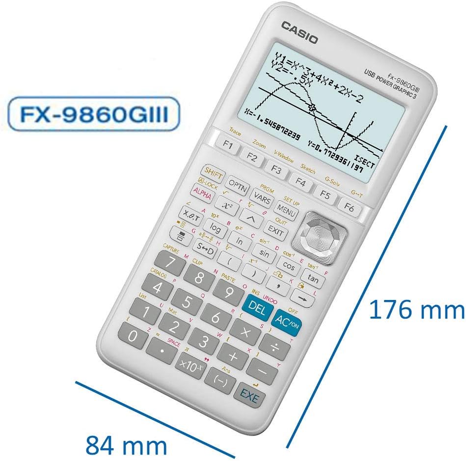 Casio FX-9860GIII Grafikrechner mit monochromen Display, weiss