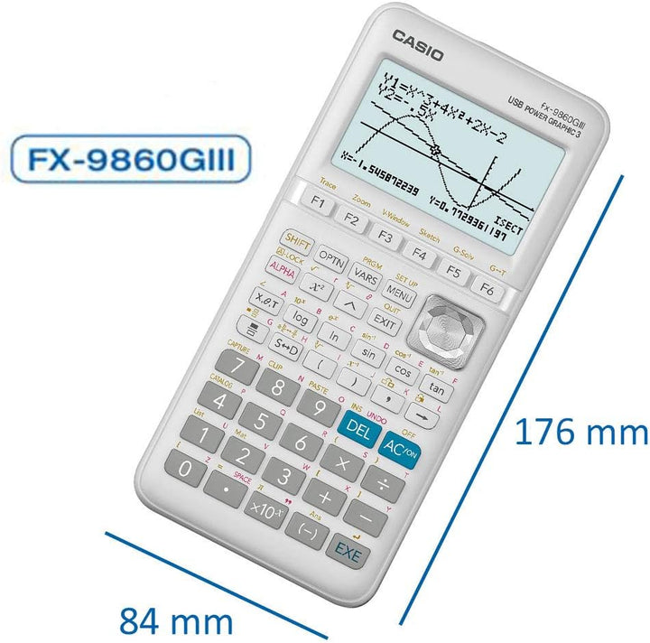 Casio FX-9860GIII Grafikrechner mit monochromen Display, weiss