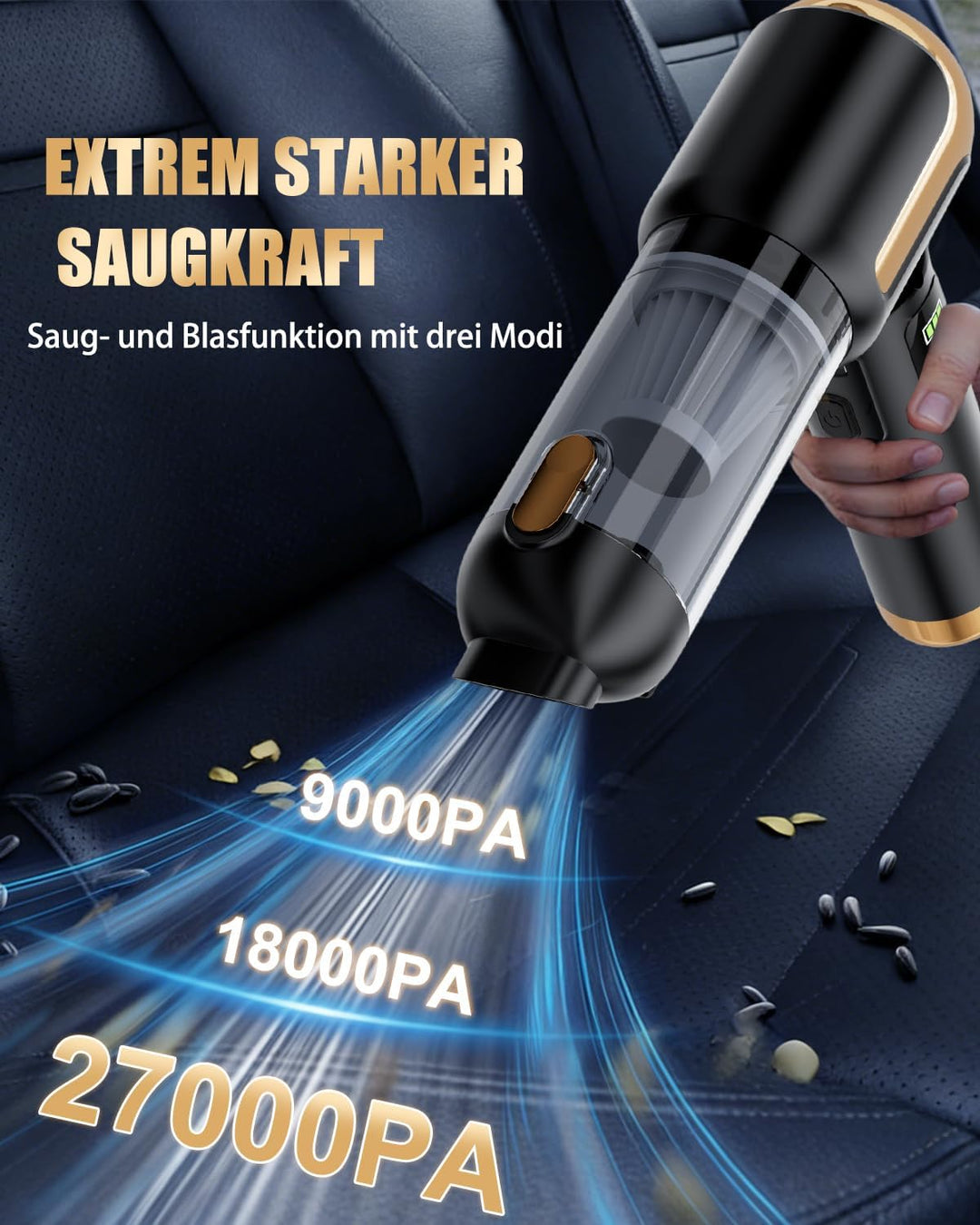 Handstaubsauger Akku Kabellos,Mini Auto staubsauger stark 27000PA | Tragbarer kabelloser Handstaubsa