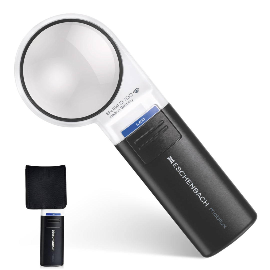 Eschenbach Optik Handlupe mobiluxLED mit LED-Beleuchtung und 6X-Vergrösserung Linsengrösse: (Ø) 58mm