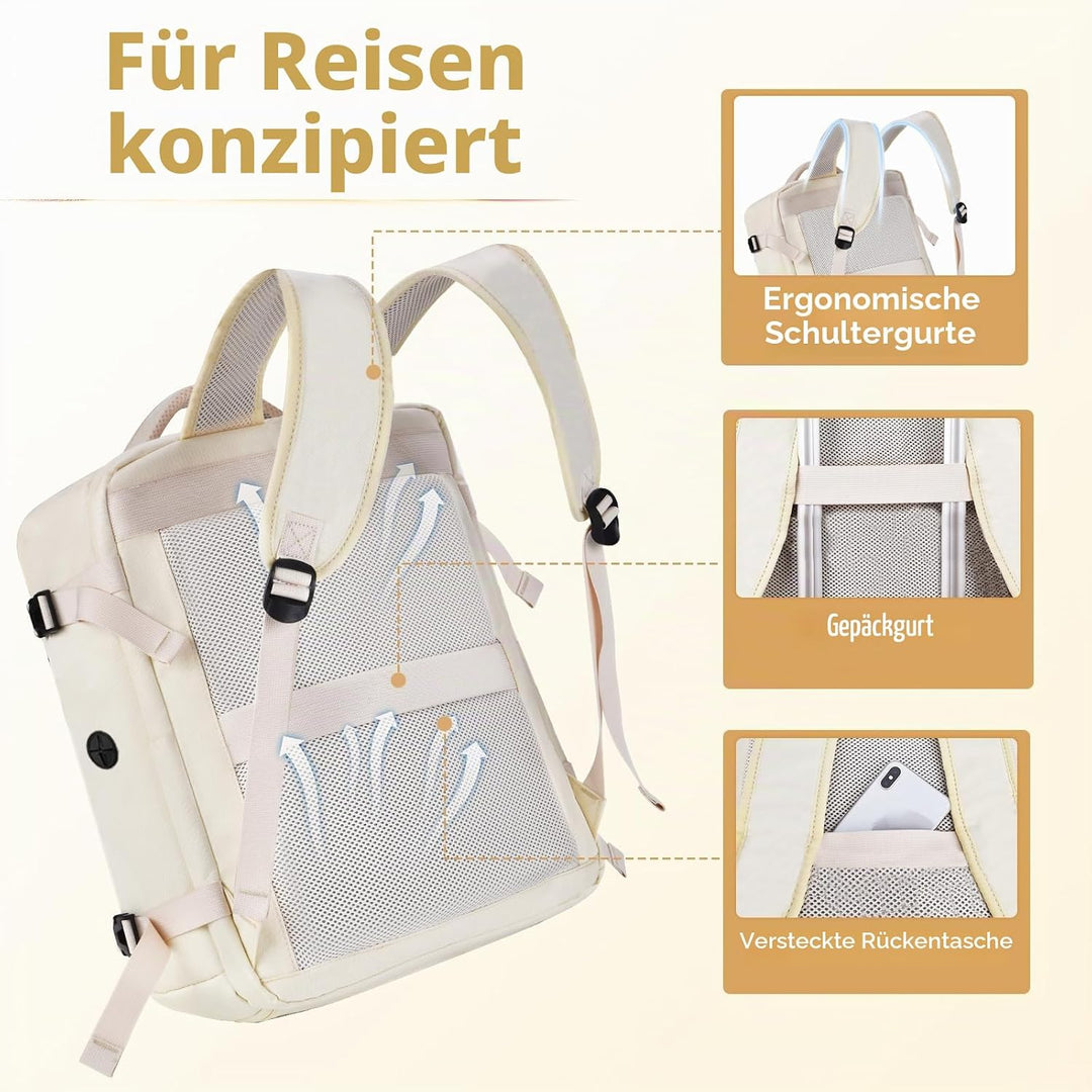 Leyrica Handgepäck Rucksack 45x36x20 für Easyjet, Reiserucksack Tasche Wasserdichter Flugzeug Reiset