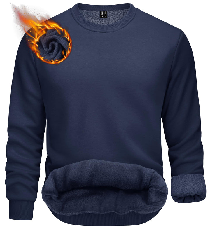 TACVASEN Fleecepullover Herren Sweatshirt Gefüttert Winter Warme Sport Langarmshirt Rundhals Outdoor