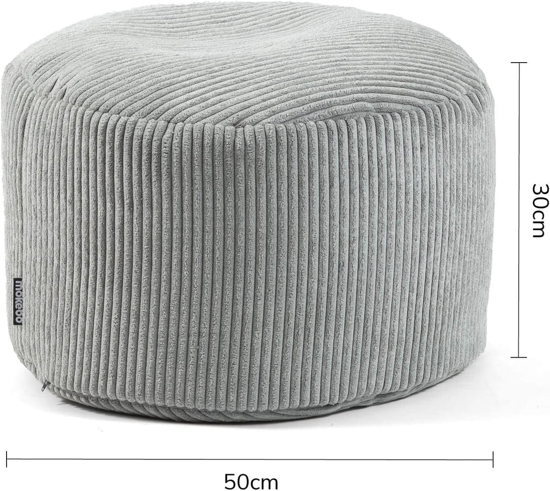 mokebo® Pouf, Hocker o. Sitzhocker aus Cord 30x50 cm 'Der Faule Lenz', Bodenkissen in Grau, Fusshock