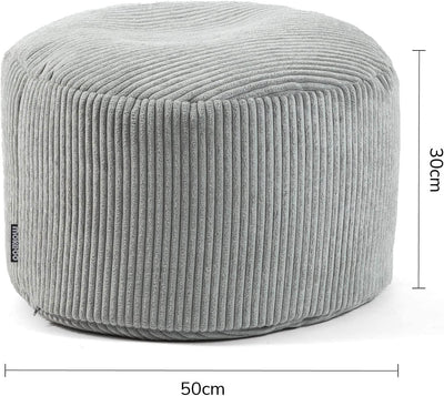 mokebo® Pouf, Hocker o. Sitzhocker aus Cord 30x50 cm 'Der Faule Lenz', Bodenkissen in Grau, Fusshock
