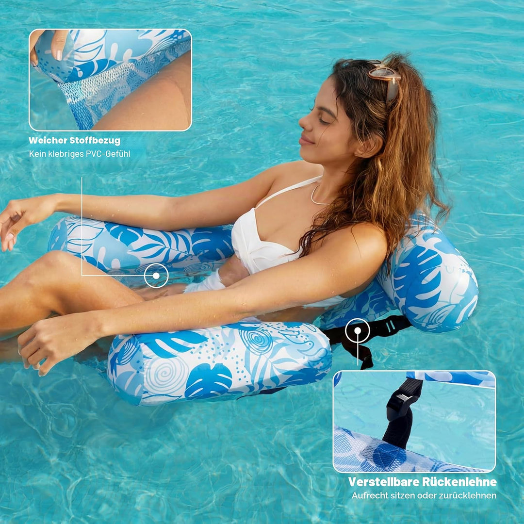 Sloosh Aufblasbare Wasser Pool Luftmatratze für Erwachsene, 2er schwimmende Pool-Flösse, Aufblasbare
