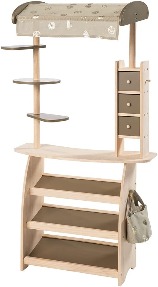 howa Kaufladen Marktstand Lucky aus Holz mit Markise und Tasche 47472