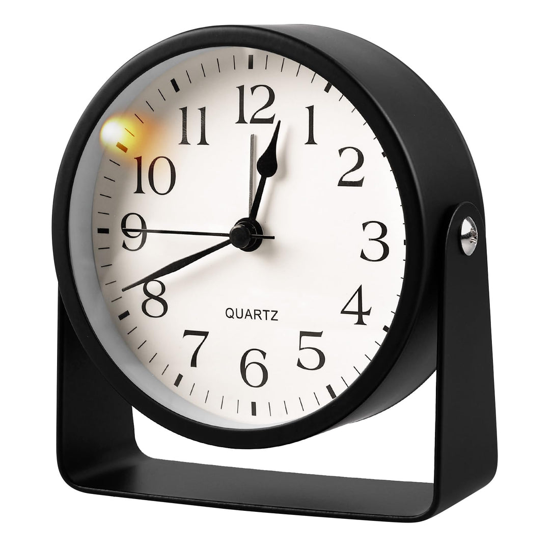 Wecker Analog - Ohne Ticken Mit Nachtlichtfunktion, Metall Mit 360° Drehbarer, Lauter Alarm Geräusch