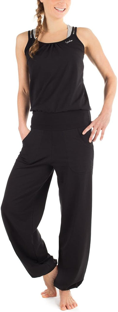 Winshape Damen Jumpsuit WJS1, Fitness Freizeit Sport Yoga Pilates WJS1-SCHWARZ-XL Schwarz, WJS1-SCHW