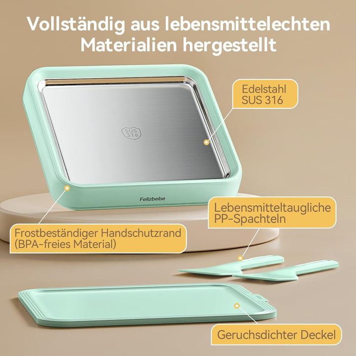 Eisplatte Eis Rolls, SUS316 Lebensmittelqualität, Ice Rolls Maschine Inklusive Deckel & 2 Spatel, DI