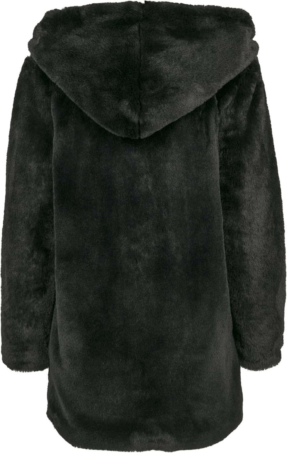 Urban Classics Ladies Hooded Teddy Coat aus Fake Kaninchenfell, Damen Mantel mit Kapuze und Seitenta