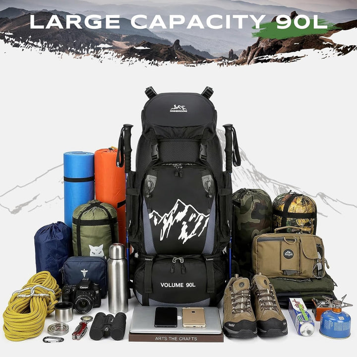 Wanderrucksack Herren Damen 90L Trekkingrucksack Reiserucksack Grosser Wasserdicht Wandern Rucksack