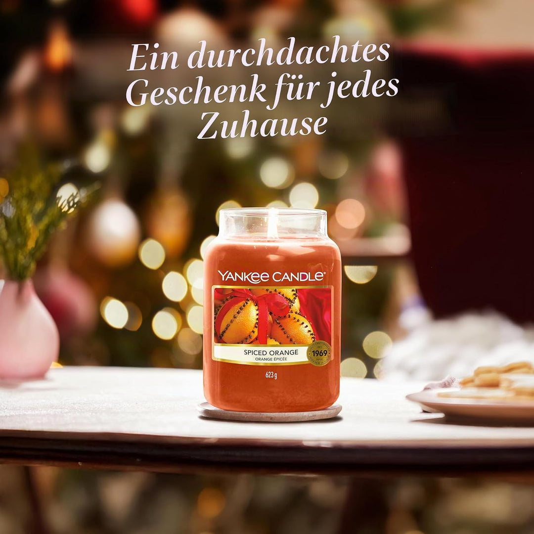 Yankee Candle Duftkerze im Glas (gross) | Spiced Orange | Brenndauer bis zu 150 Stunden, SPICED ORAN