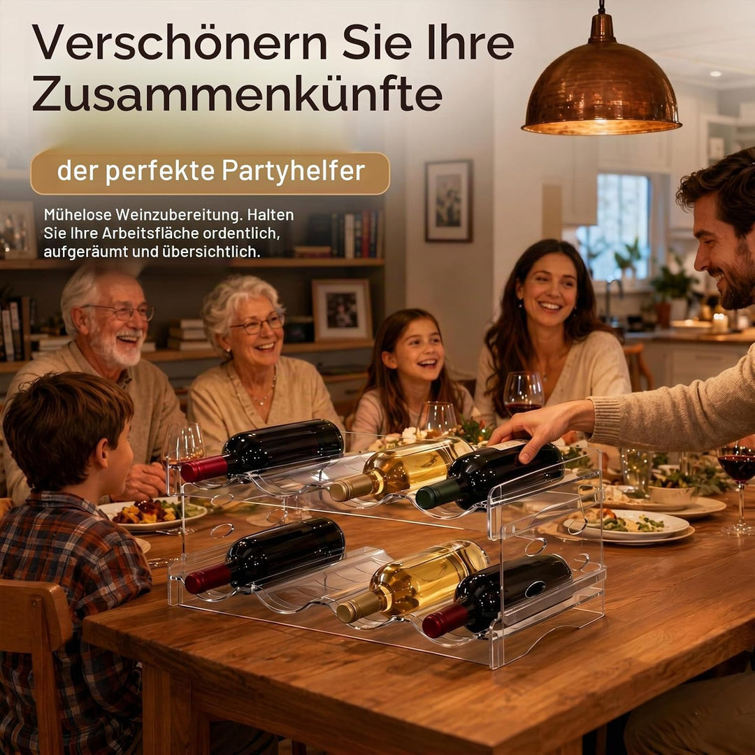 2 Etagen Flaschenregal Kühlschrank, Stapelbarer Weinregal Flaschenhalter für 8 Flaschen, 38x20cm Kun