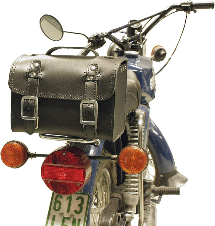 made4bikers Leder-Hecktasche mit Schnellverschluss, Gepäckträgertasche, Schwarz, passend für Simson