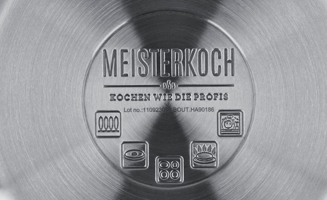 Meisterkoch Topf- & Pfannenset 6-teilig Induktion Edelstahl unbeschichtet | 5 Töpfe mit Glasdeckel u