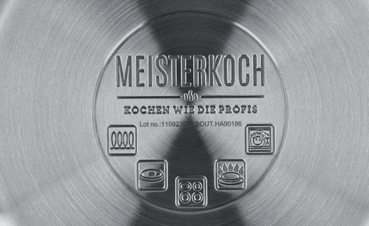 Meisterkoch Topf- & Pfannenset 6-teilig Induktion Edelstahl unbeschichtet | 5 Töpfe mit Glasdeckel u