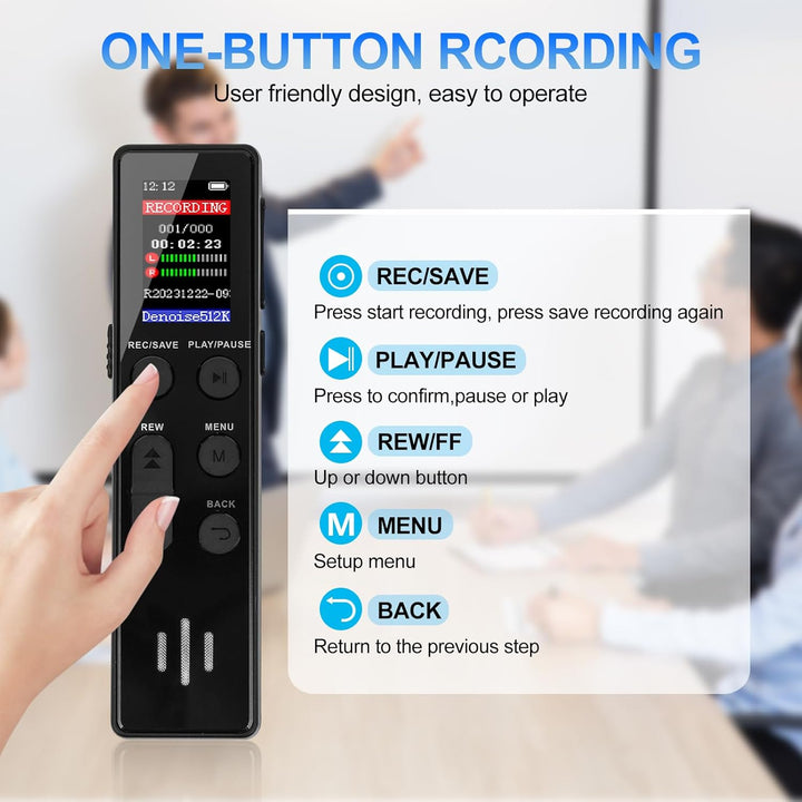 64 GB digitales Diktiergerät, COVVY Sprachaktivierter Rekorder, tragbarer Sound-Recorder mit Wiederg