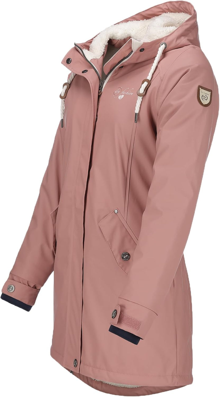 Dry Fashion Damen Regenmantel Malmö - Frauen Regenjacke Jacke mit Kapuze Lang Winddicht Wasserdicht