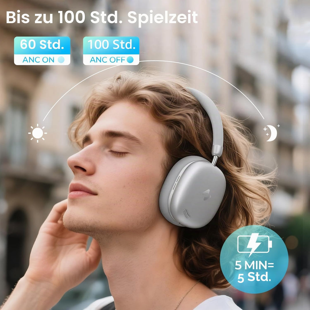 havit Space S1 Adaptive Active Noise Cancelling Headphones, LHDC Bluetooth 6.0 Hi-Res Wireless Over