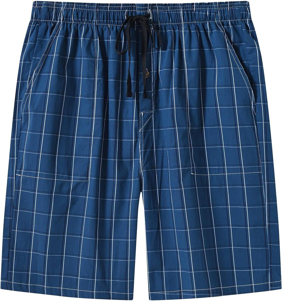 Herren 3er Pack Schlafanzughose Kurz Baumwolle Kariert Pyjamahose Shorty Sommer Nachtwäsche Schlafsh