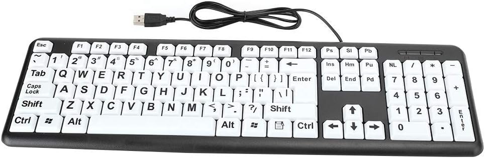 Dilwe Grossdrucktastatur, Kabeebundene Grossbuchstaben-Tastatur, USB-Tastaturen mit 104 Tasten, Sehb