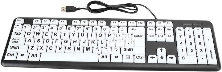 Dilwe Grossdrucktastatur, Kabeebundene Grossbuchstaben-Tastatur, USB-Tastaturen mit 104 Tasten, Sehb