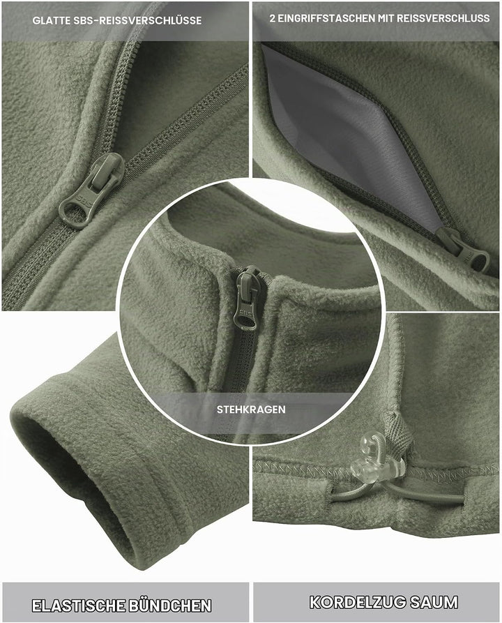 Outdoor Ventures Damen Fleecejacke mit Durchgehendem Reissverschluss Stehkragen Frauen Leichte Fleec