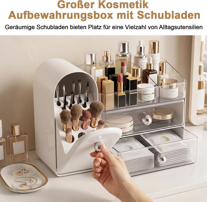 ERWEY Make Up Kosmetik Organizer mit Schubladen, Grosse Schminktisch Organizer Pinsel Aufbewahrung,