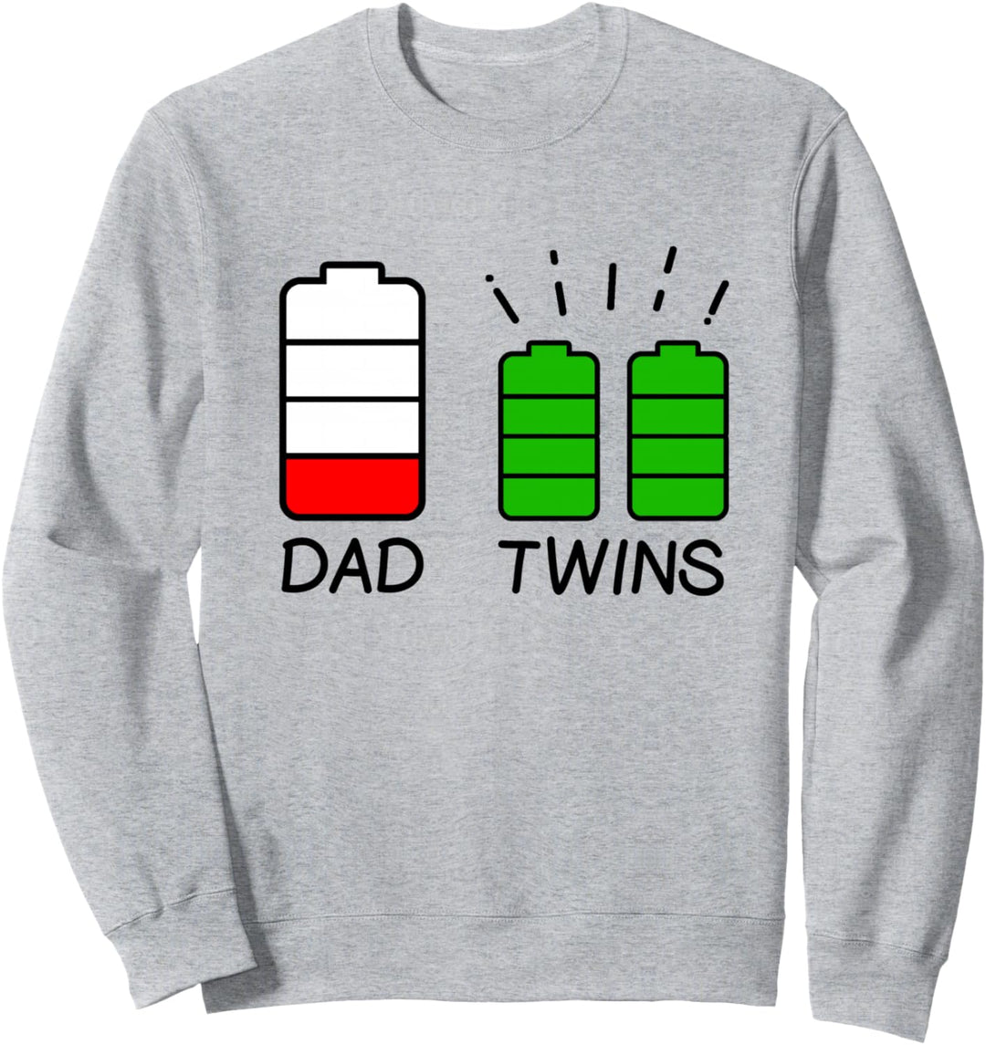 Zwillingsvater Niedrige Batterie Müder Vater von Zwillingen Sweatshirt