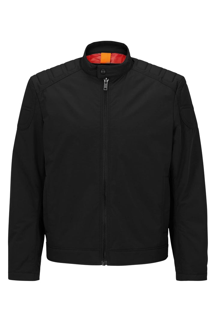 BOSS Herren Ocasey Slim-Fit Bikerjacke aus wasserabweisendem Canvas 54 Black1, 54 Black1
