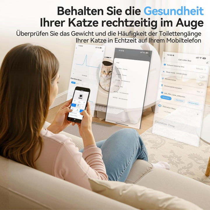Devoko Selbstreinigendes Katzenklo, 90 l, Elektrisch, mit Müllbeuteln und Matte, Grosse Kapazität, S