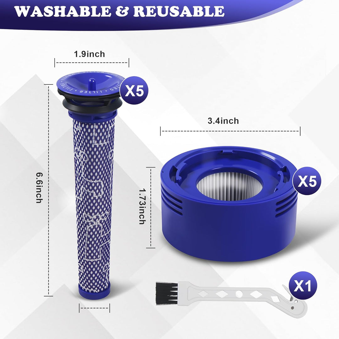 10 Stück für Dyson V8 V7 Filter,V8 V7 Ersatzteile Filter Zubehör set für Dyson,5x Vorfilter + 5x HEP