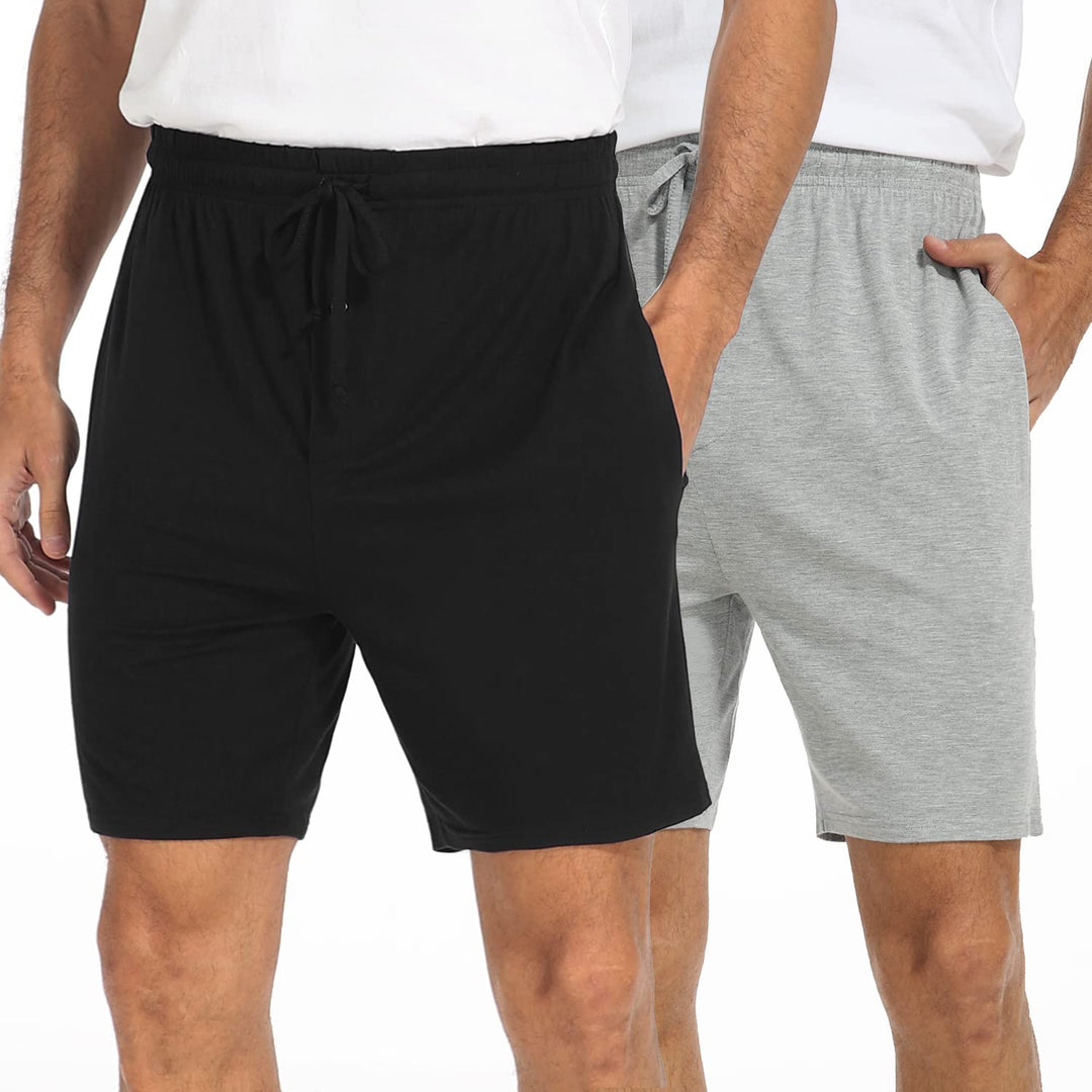North Bund Herren Schlafanzughose Kurz Pyjamahose 2er Pack Schlafshorts Freizeithose Sommer Nachtwäs