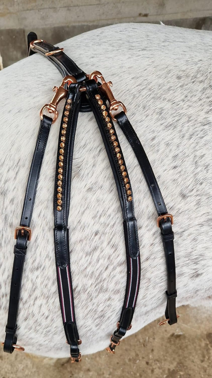 Tysons Breeches Vorderzeug Deister Schwarz Rosegold Roségold Super BUTTERWEICHES Leder VB WB X Full