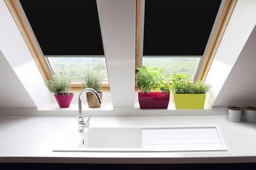 Classic Roof Blinds für FAKRO Dachfenster Verdunkelungsrollo Schwarz Silber Aluminiumrahmen (940/118